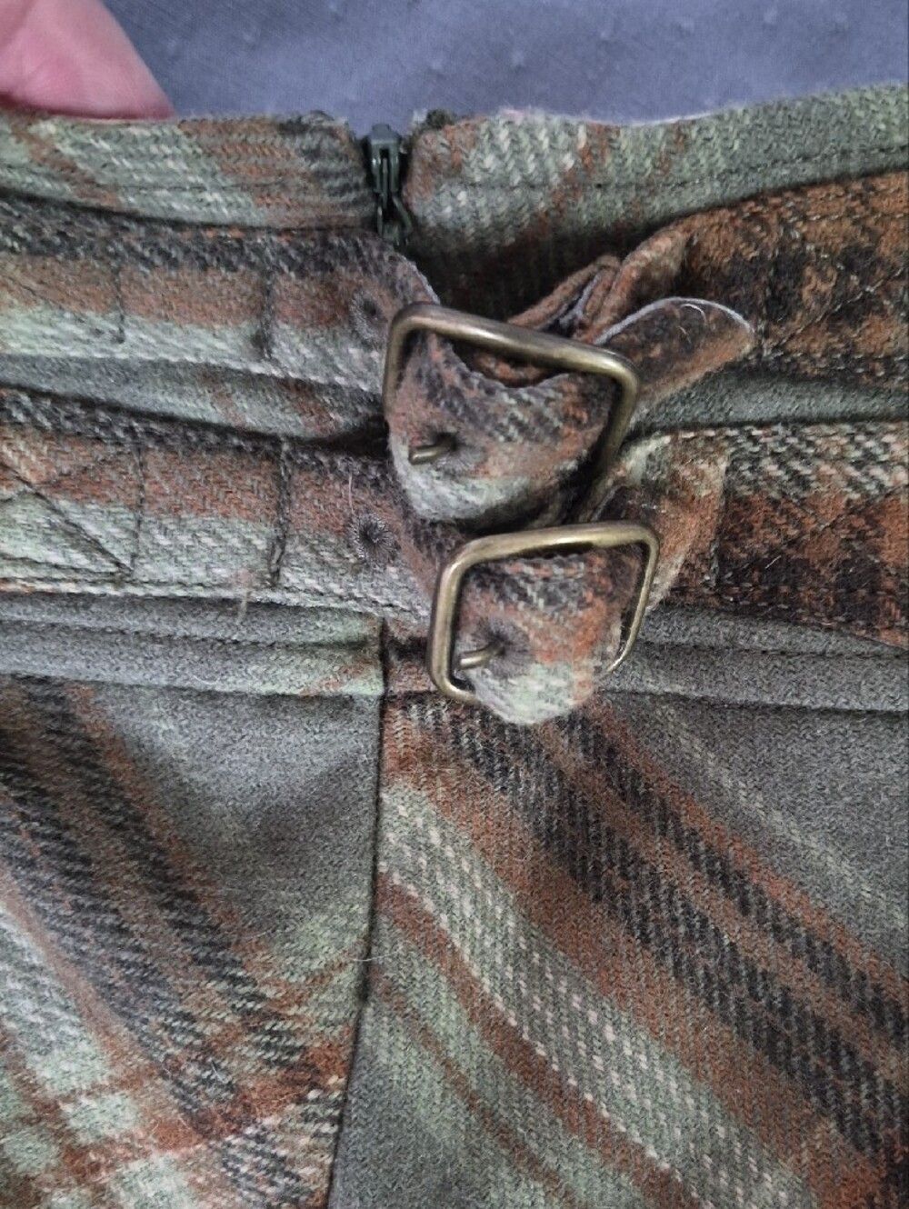90s Y2K Abercrombie & Fitch Wool Plaid Pleated Micro Mini Skirt Buckle Detail - Picture 4 of 8
